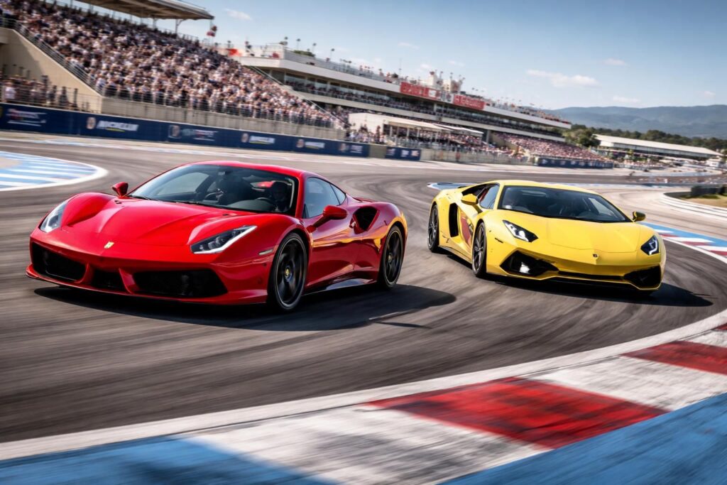 vivez une expérience unique au circuit du castellet avec les journées pilotage sur ferrari 488 et lamborghini aventador. sensations fortes garanties pour les passionnés d'automobile.