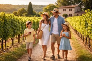 explorez les vignobles en famille avec notre circuit à châteauneuf, incluant une dégustation de vins sans alcool spécialement conçue pour les enfants. une expérience conviviale et ludique pour petits et grands.