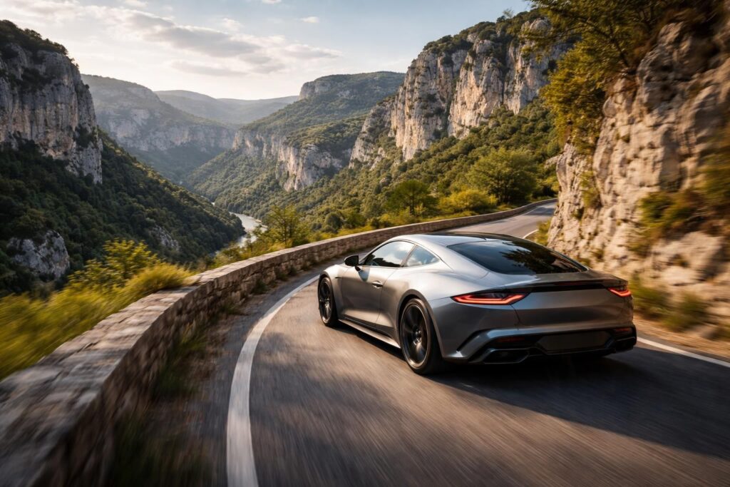 découvrez le circuit du ravin en ardèche au volant d'une voiture de sport et profitez de panoramas spectaculaires pour une expérience de conduite inoubliable.